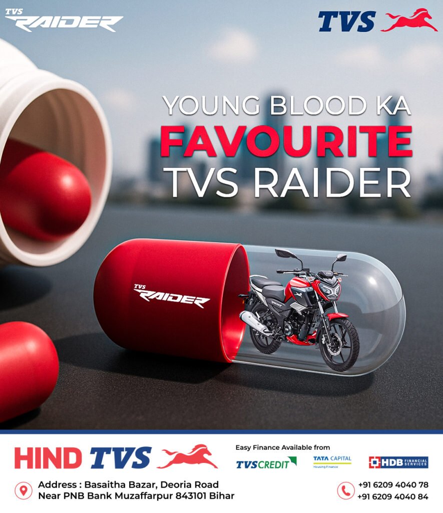 TVS Raider and Apache motorcycles high-quality social media creative by Mindvition Solution