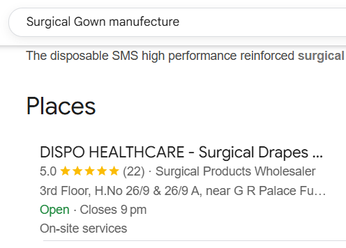 Google My Business optimization result showing Dispo Healthcare ranked in top 3 local pack in Hyderabad by Mindvition Solution