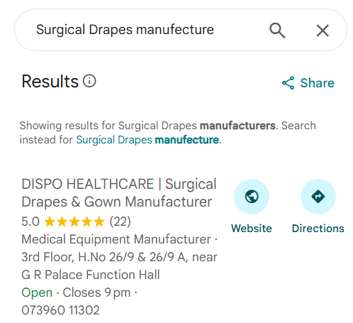 Google My Business optimization result showing Dispo Healthcare ranked in top 3 local pack in Hyderabad by Mindvition Solution